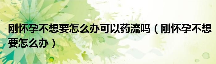 剛懷孕不想要怎么辦可以藥流嗎(剛懷孕不想要怎么辦)