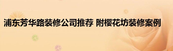 浦東芳華路裝修公司推薦 附櫻花坊裝修案例