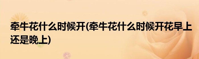 牽?；ㄊ裁磿r候開(牽?；ㄊ裁磿r候開花早上還是晚上)