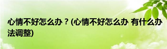 心情不好怎么辦？(心情不好怎么辦 有什么辦法調(diào)整)