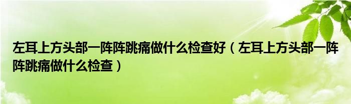 左耳上方頭部一陣陣跳痛做什么檢查好（左耳上方頭部一陣陣跳痛做什么檢查）