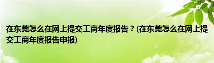在東莞怎么在網(wǎng)上提交工商年度報告？(在東莞怎么在網(wǎng)上提交工商年度報告申報)