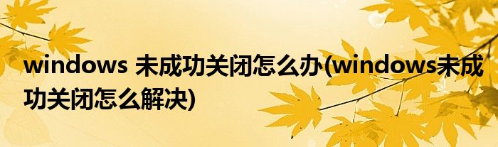 windows 未成功關(guān)閉怎么辦(windows未成功關(guān)閉怎么解決)