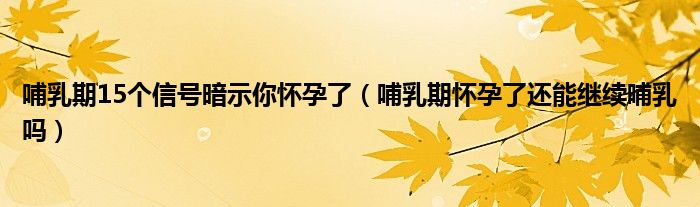 哺乳期15個信號暗示你懷孕了（哺乳期懷孕了還能繼續(xù)哺乳嗎）