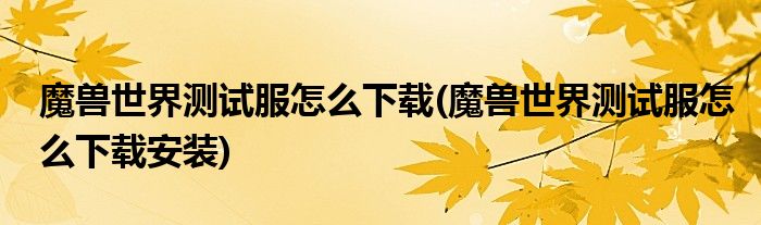 魔獸世界測(cè)試服怎么下載(魔獸世界測(cè)試服怎么下載安裝)