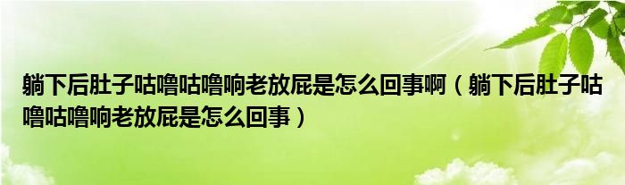 躺下后肚子咕嚕咕嚕響老放屁是怎么回事?。ㄌ上潞蠖亲庸緡９緡ｍ懤戏牌ㄊ窃趺椿厥拢?class='thumb lazy' /></a>
		    <header>
		<h2><a  href=