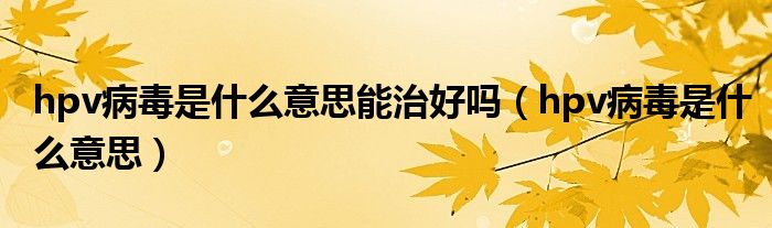 hpv病毒是什么意思能治好嗎（hpv病毒是什么意思）