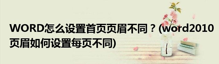 WORD怎么設(shè)置首頁頁眉不同？(word2010頁眉如何設(shè)置每頁不同)