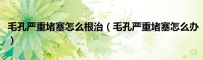 毛孔嚴重堵塞怎么根治（毛孔嚴重堵塞怎么辦）