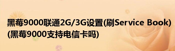 黑莓9000聯(lián)通2G/3G設(shè)置(刷Service Book)(黑莓9000支持電信卡嗎)