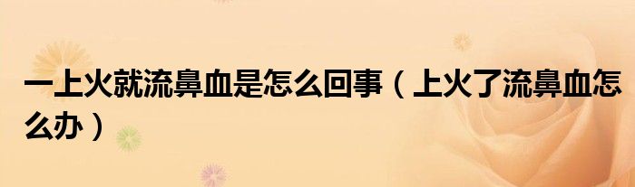 一上火就流鼻血是怎么回事（上火了流鼻血怎么辦）