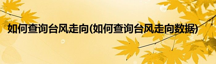 如何查詢臺(tái)風(fēng)走向(如何查詢臺(tái)風(fēng)走向數(shù)據(jù))
