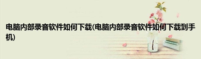 電腦內(nèi)部錄音軟件如何下載(電腦內(nèi)部錄音軟件如何下載到手機)