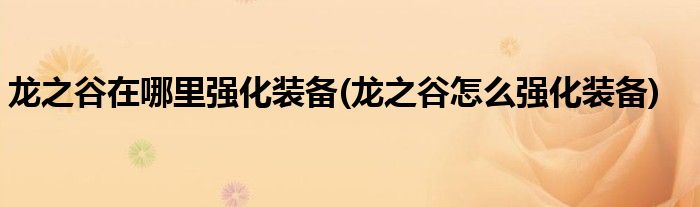龍之谷在哪里強(qiáng)化裝備(龍之谷怎么強(qiáng)化裝備)