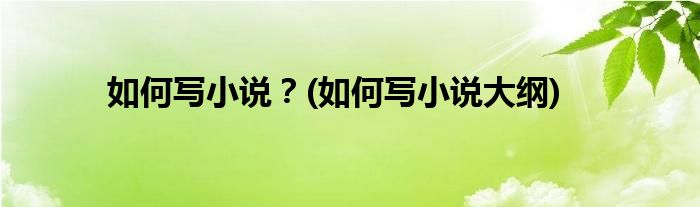 如何寫小說？(如何寫小說大綱)