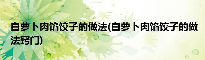 白蘿卜肉餡餃子的做法(白蘿卜肉餡餃子的做法竅門)