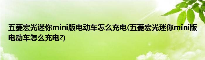 五菱宏光迷你mini版電動車怎么充電(五菱宏光迷你mini版電動車怎么充電?)