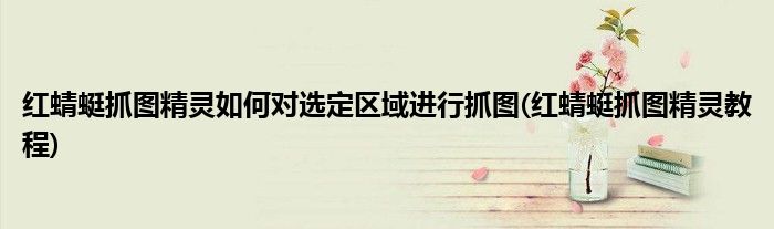 紅蜻蜓抓圖精靈如何對(duì)選定區(qū)域進(jìn)行抓圖(紅蜻蜓抓圖精靈教程)