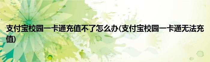 支付寶校園一卡通充值不了怎么辦(支付寶校園一卡通無法充值)
