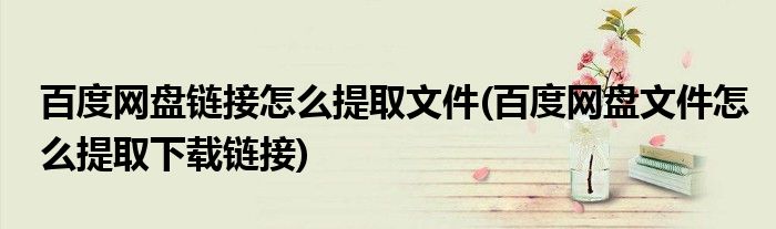 百度網(wǎng)盤鏈接怎么提取文件(百度網(wǎng)盤文件怎么提取下載鏈接)