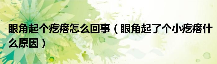 眼角起個疙瘩怎么回事（眼角起了個小疙瘩什么原因）