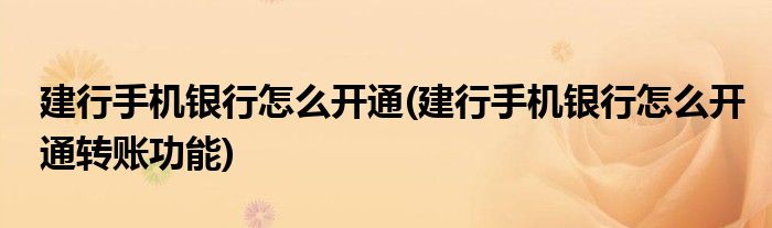 建行手機(jī)銀行怎么開通(建行手機(jī)銀行怎么開通轉(zhuǎn)賬功能)