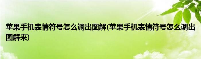 蘋果手機(jī)表情符號怎么調(diào)出圖解(蘋果手機(jī)表情符號怎么調(diào)出圖解來)