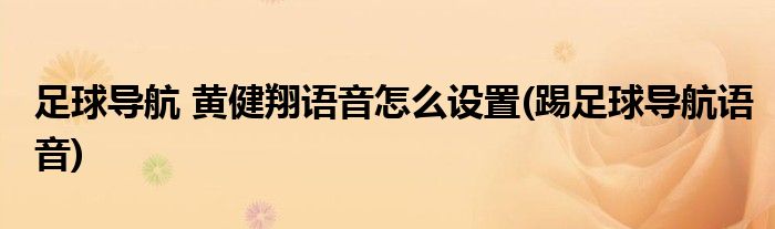 足球導航 黃健翔語音怎么設置(踢足球導航語音)