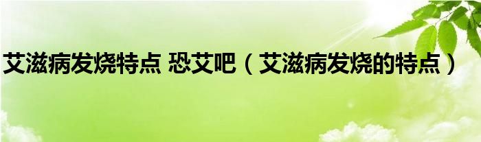 艾滋病發(fā)燒特點 恐艾吧(艾滋病發(fā)燒的特點)