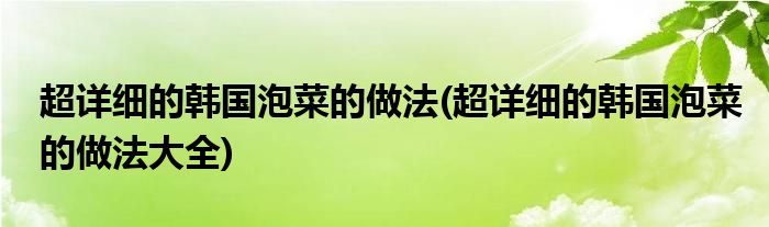 超詳細(xì)的韓國泡菜的做法(超詳細(xì)的韓國泡菜的做法大全)
