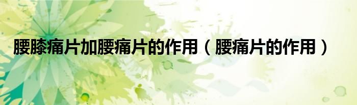 腰膝痛片加腰痛片的作用(腰痛片的作用)