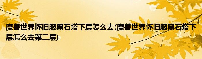 魔獸世界懷舊服黑石塔下層怎么去(魔獸世界懷舊服黑石塔下層怎么去第二層)