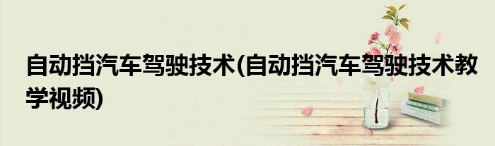 自動(dòng)擋汽車駕駛技術(shù)(自動(dòng)擋汽車駕駛技術(shù)教學(xué)視頻)