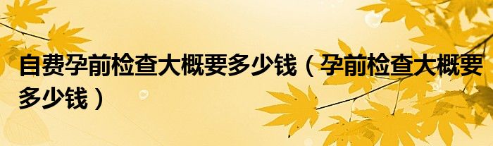 自費(fèi)孕前檢查大概要多少錢(孕前檢查大概要多少錢)