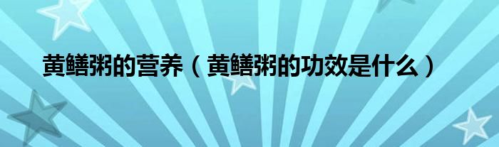 黃鱔粥的營養(yǎng)（黃鱔粥的功效是什么）