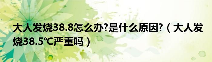 大人發(fā)燒38.8怎么辦?是什么原因?(大人發(fā)燒38.5℃嚴(yán)重嗎)