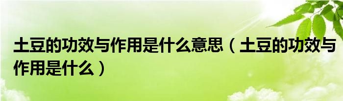 土豆的功效與作用是什么意思（土豆的功效與作用是什么）
