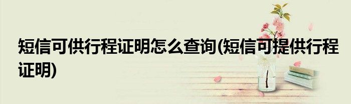短信可供行程證明怎么查詢(短信可提供行程證明)
