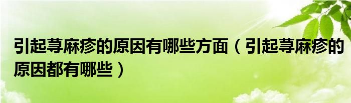 引起蕁麻疹的原因有哪些方面（引起蕁麻疹的原因都有哪些）