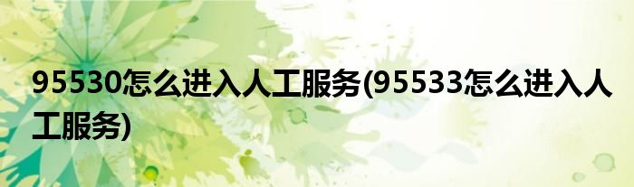 95530怎么進(jìn)入人工服務(wù)(95533怎么進(jìn)入人工服務(wù))