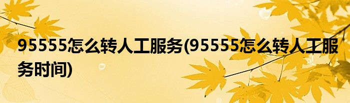95555怎么轉(zhuǎn)人工服務(wù)(95555怎么轉(zhuǎn)人工服務(wù)時(shí)間)