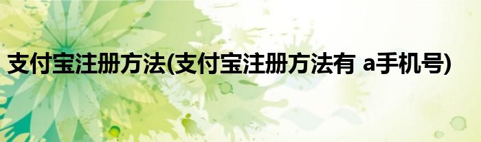 支付寶注冊方法(支付寶注冊方法有 a手機(jī)號)