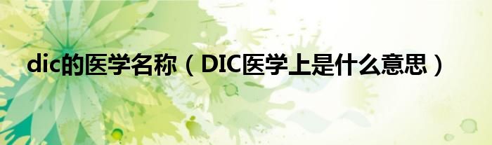 dic的醫(yī)學名稱（DIC醫(yī)學上是什么意思）