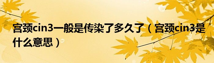 宮頸cin3一般是傳染了多久了（宮頸cin3是什么意思）