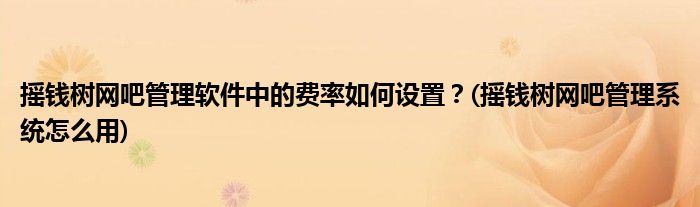 搖錢樹網(wǎng)吧管理軟件中的費(fèi)率如何設(shè)置？(搖錢樹網(wǎng)吧管理系統(tǒng)怎么用)
