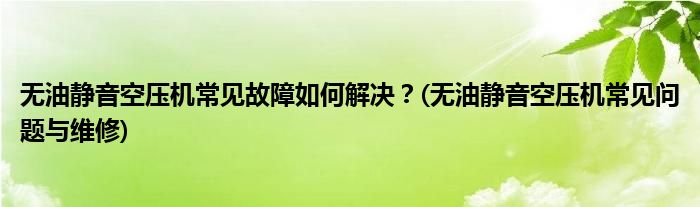 無(wú)油靜音空壓機(jī)常見故障如何解決？(無(wú)油靜音空壓機(jī)常見問題與維修)