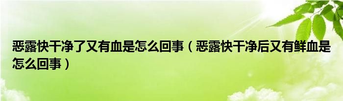 惡露快干凈了又有血是怎么回事（惡露快干凈后又有鮮血是怎么回事）