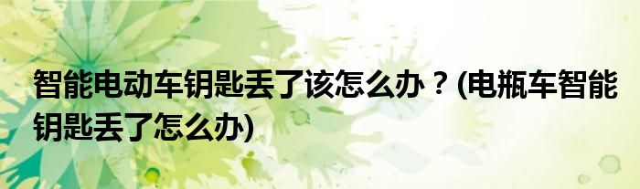 智能電動(dòng)車鑰匙丟了該怎么辦？(電瓶車智能鑰匙丟了怎么辦)
