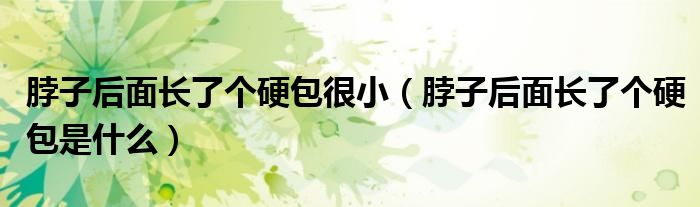 脖子后面長(zhǎng)了個(gè)硬包很?。ú弊雍竺骈L(zhǎng)了個(gè)硬包是什么）