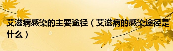 艾滋病感染的主要途徑（艾滋病的感染途徑是什么）